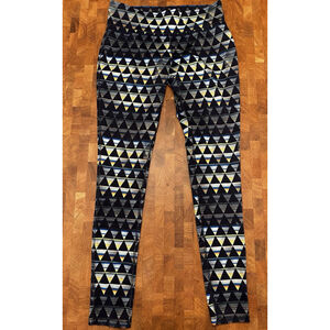 Mossimo Womens Athletic Leggings Geometric Triangle Pattern Blue Green Sz Small